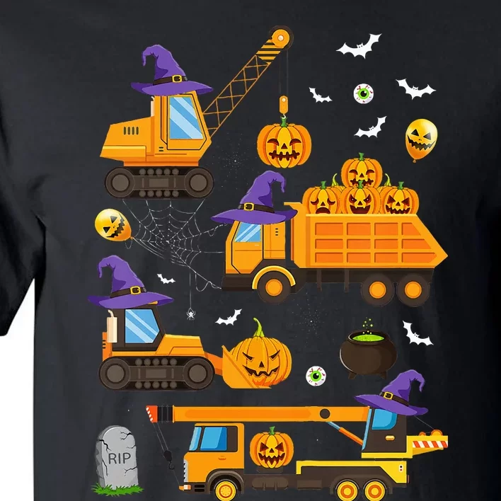 Spooky Crane Truck with Halloween Pumpkin Witch Tall T-Shirt