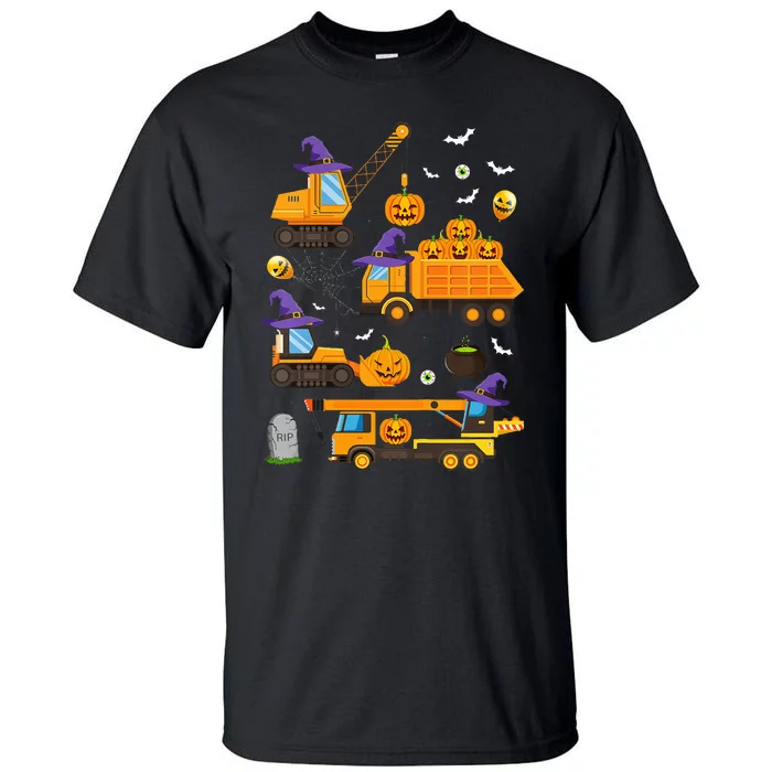 Spooky Crane Truck with Halloween Pumpkin Witch Tall T-Shirt