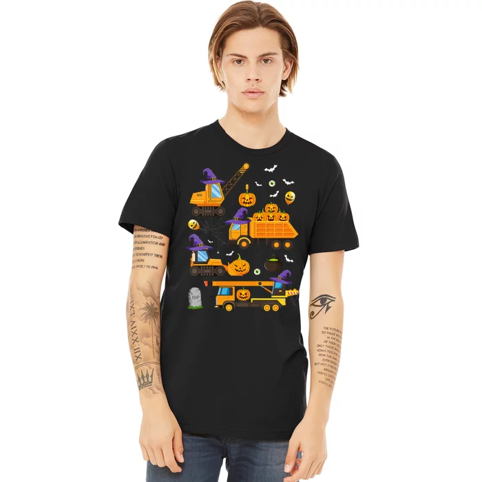 Spooky Crane Truck with Halloween Pumpkin Witch Premium T-Shirt