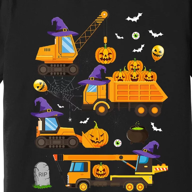 Spooky Crane Truck with Halloween Pumpkin Witch Premium T-Shirt