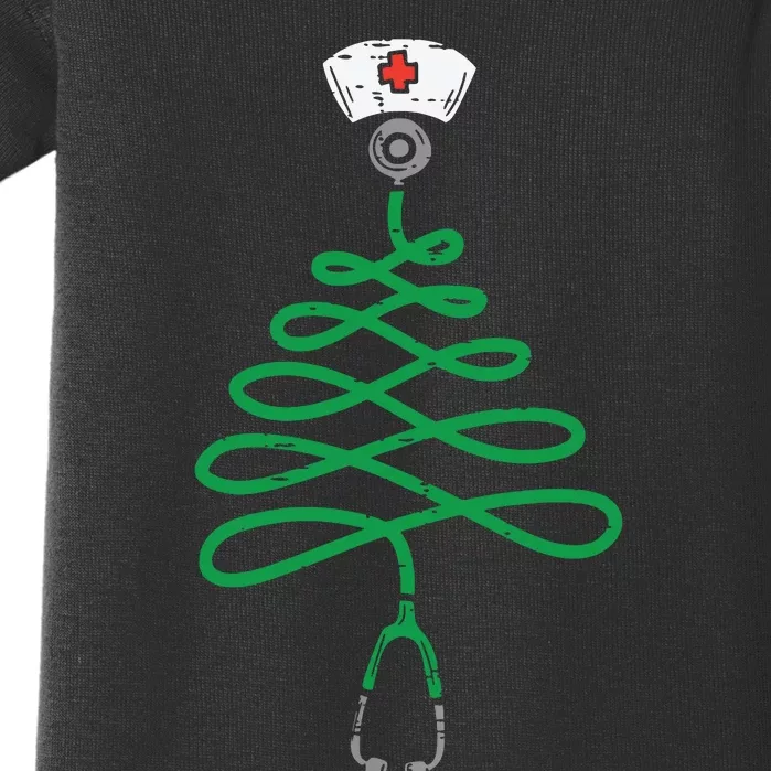 Stethoscope Christmas Tree Nurse Christmas Scrub Top Xmas Baby Bodysuit