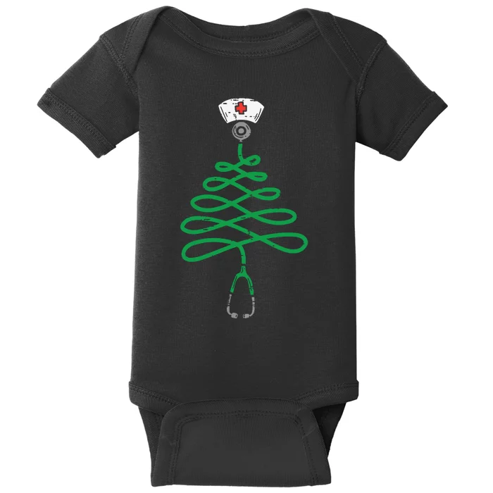 Stethoscope Christmas Tree Nurse Christmas Scrub Top Xmas Baby Bodysuit