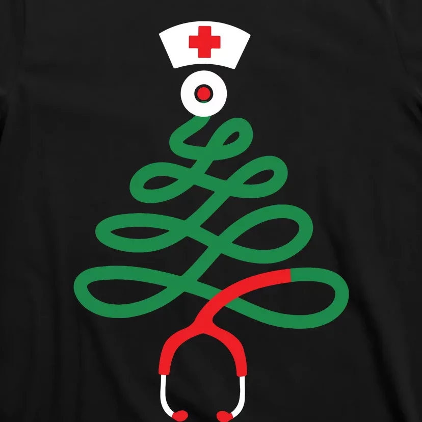 Stethoscope Christmas Tree Nursing Funny Nurse Rn Lpn Squad T-Shirt