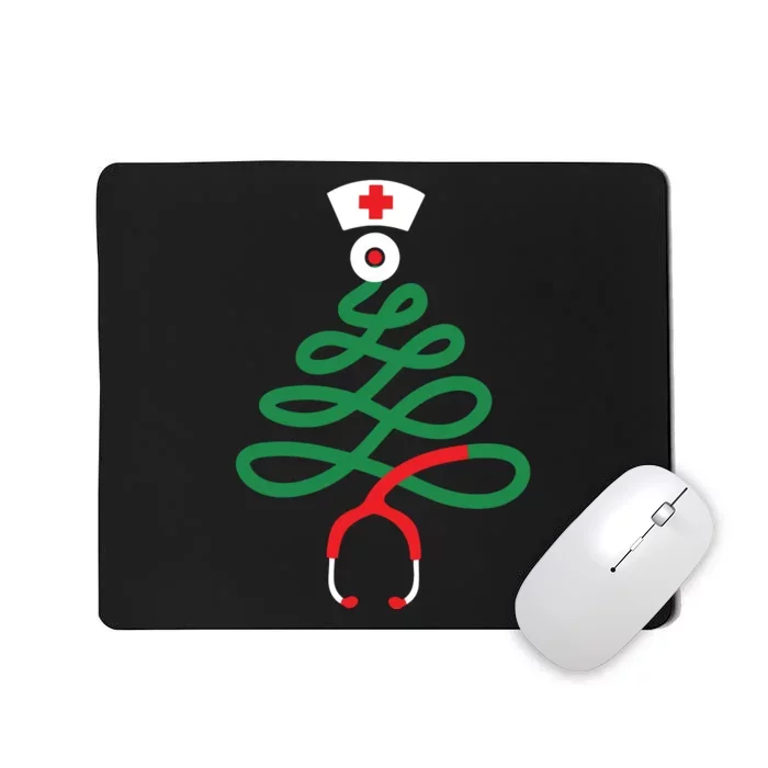 Stethoscope Christmas Tree Nursing Funny Nurse Rn Lpn Squad Mousepad