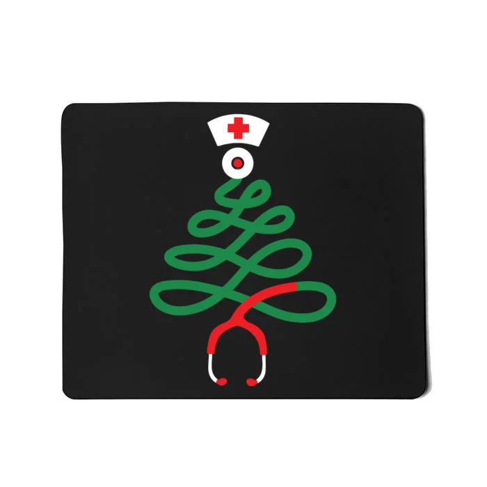 Stethoscope Christmas Tree Nursing Funny Nurse Rn Lpn Squad Mousepad