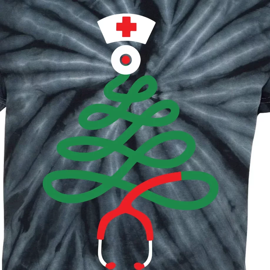 Stethoscope Christmas Tree Nursing Funny Nurse Rn Lpn Squad Kids Tie-Dye T-Shirt