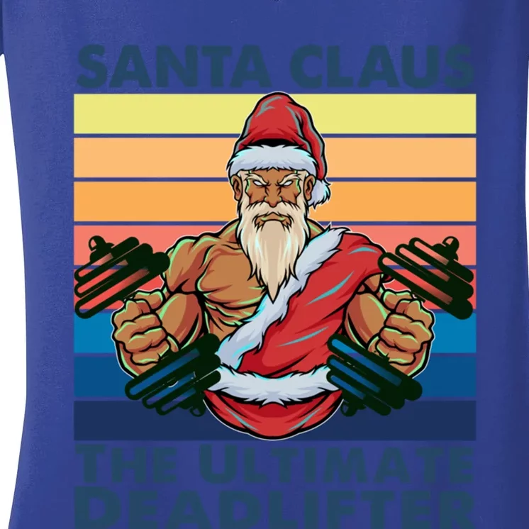 Santa Claus The Ultimate Deadlifter Fitness Gym Working Out Gift Women's V-Neck T-Shirt