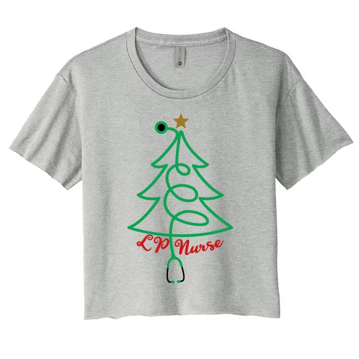 Stethoscope Christmas Tree Lp Nurse Xmas Lpn Gift Women's Crop Top Tee