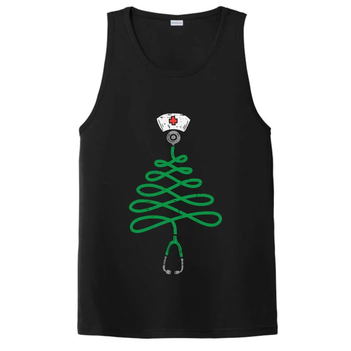 Stethoscope Christmas Tree Nurse Christmas Pajamas Xmas Pjs Meaningful Gift Performance Tank