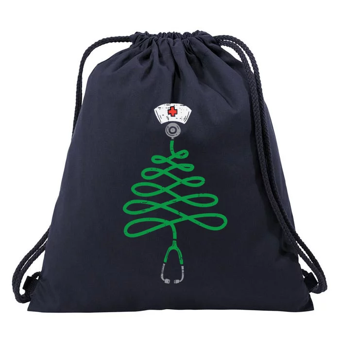 Stethoscope Christmas Tree Nurse Christmas Pajamas Xmas Pjs Meaningful Gift Drawstring Bag