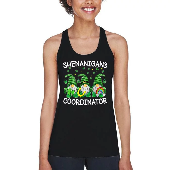 Shenanigans Coordinator Teachers St Patricks Day Gnomes Women's Racerback Tank