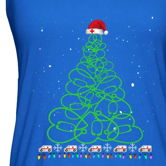 Stethoscope Christmas Tree Nurse Christmas Scrub Top Xmas Gift Ladies Essential Flowy Tank