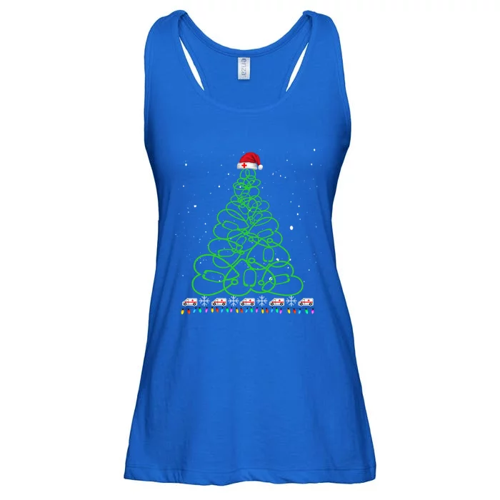 Stethoscope Christmas Tree Nurse Christmas Scrub Top Xmas Gift Ladies Essential Flowy Tank