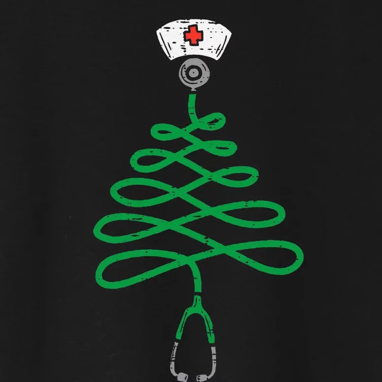 Stethoscope Christmas Tree Nurse Christmas Xmas Women's Crop Top Tee