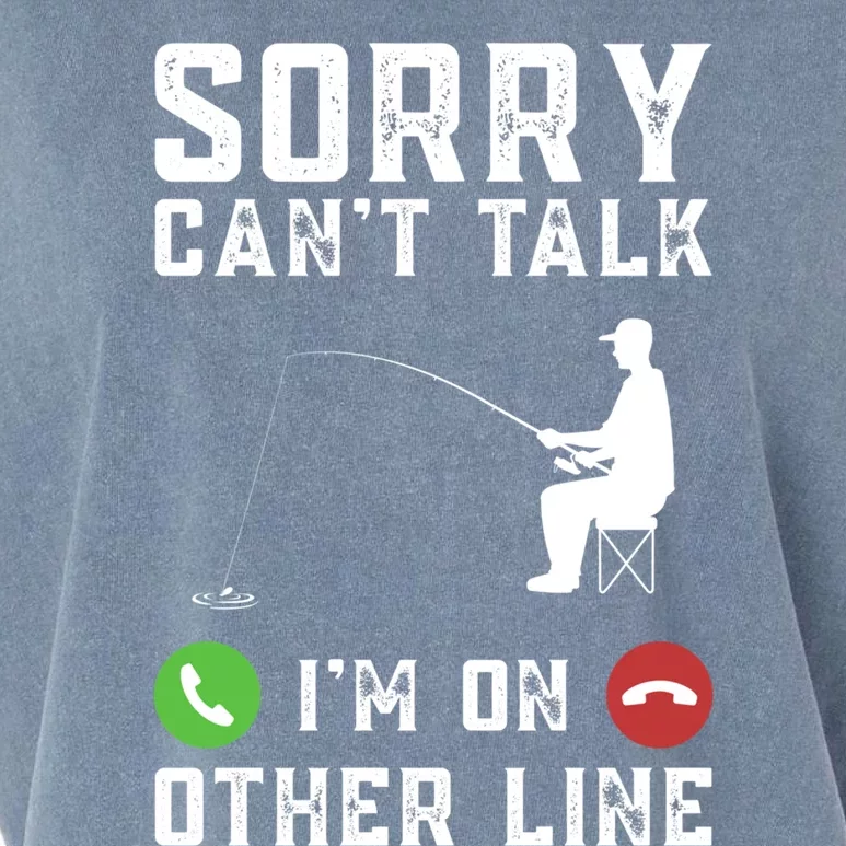 Sorry CanT Talk IM On Other Line Funny Fishing Fish Bass Funny Gift Garment-Dyed Women's Muscle Tee