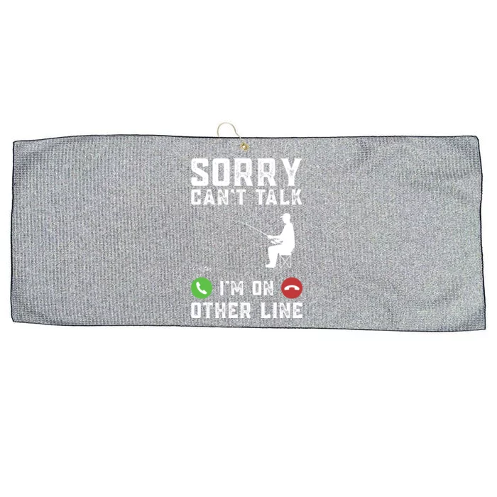 Sorry CanT Talk IM On Other Line Funny Fishing Fish Bass Funny Gift Large Microfiber Waffle Golf Towel