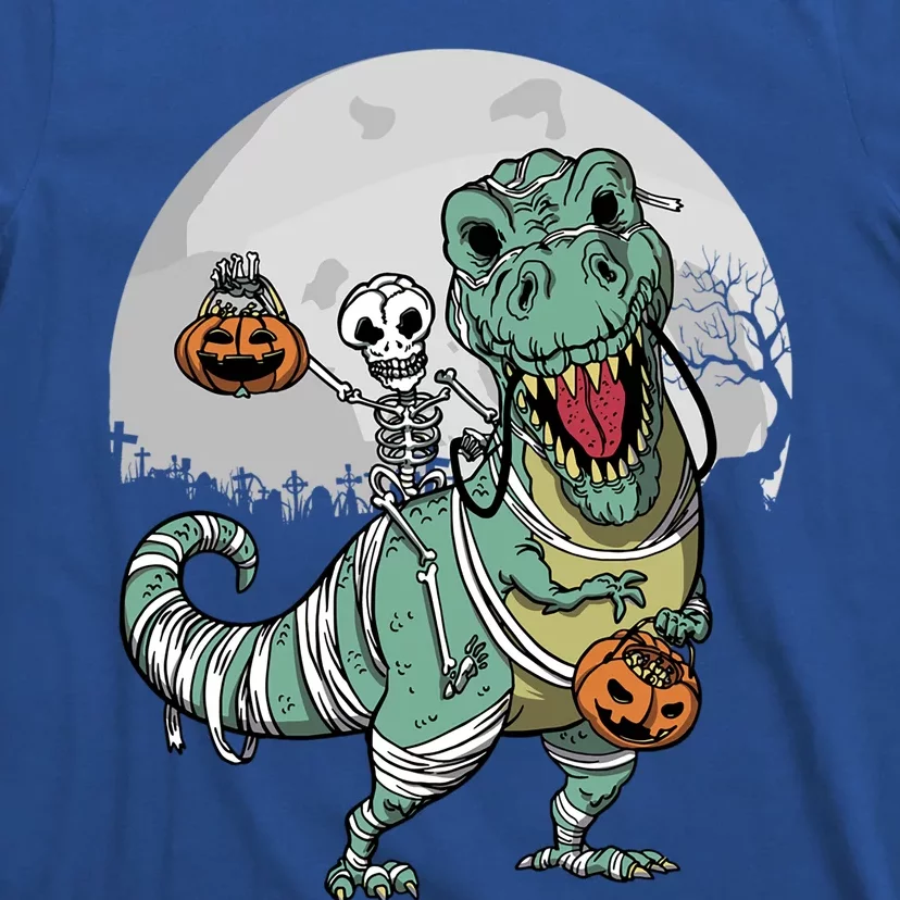 Skeleton Costume TRex Cemetery Halloween Trick Rawr Treat Funny Gift T-Shirt