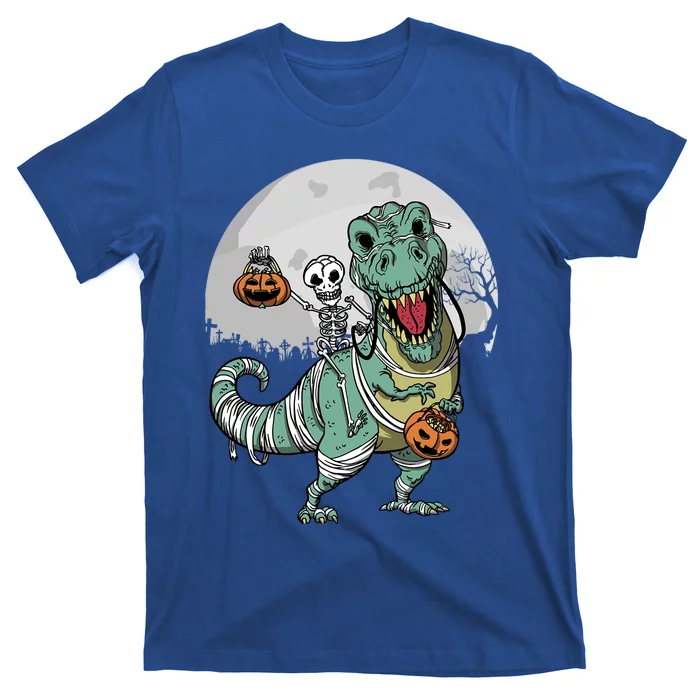 Skeleton Costume TRex Cemetery Halloween Trick Rawr Treat Funny Gift T-Shirt