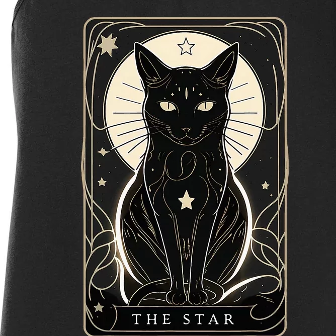 Star Cat Tarot Card Graphic For Tarot Cat Lovers Women's Racerback Tank