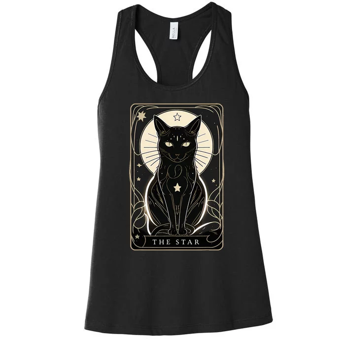 Star Cat Tarot Card Graphic For Tarot Cat Lovers Women's Racerback Tank