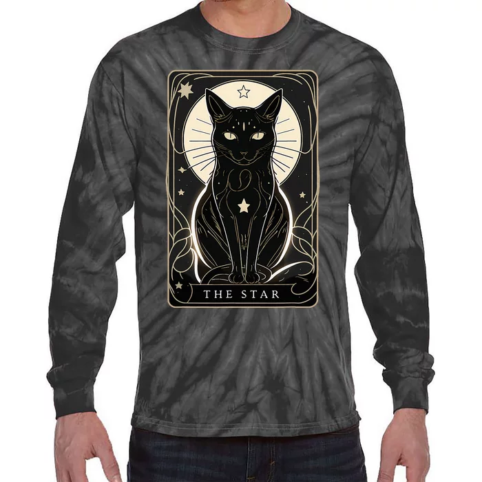 Star Cat Tarot Card Graphic For Tarot Cat Lovers Tie-Dye Long Sleeve Shirt