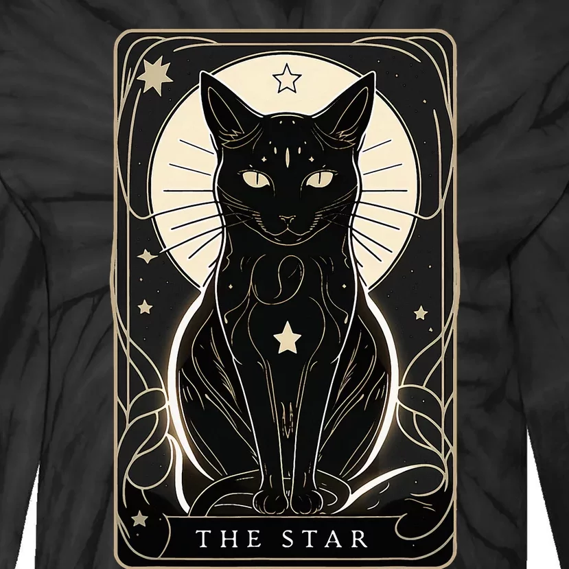 Star Cat Tarot Card Graphic For Tarot Cat Lovers Tie-Dye Long Sleeve Shirt