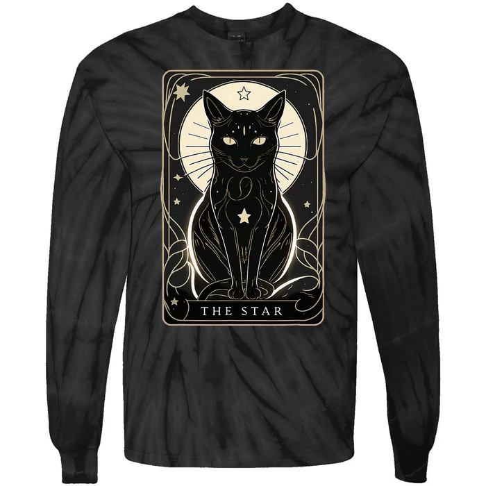 Star Cat Tarot Card Graphic For Tarot Cat Lovers Tie-Dye Long Sleeve Shirt