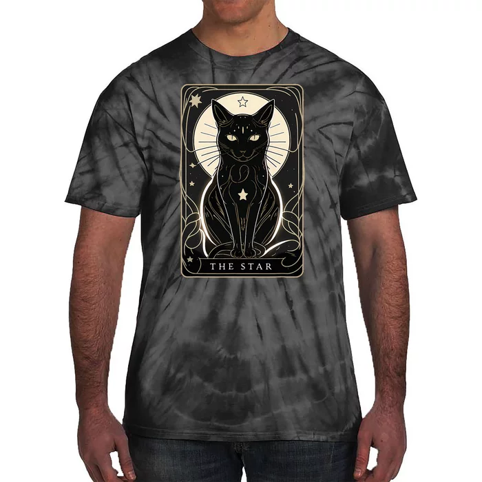 Star Cat Tarot Card Graphic For Tarot Cat Lovers Tie-Dye T-Shirt