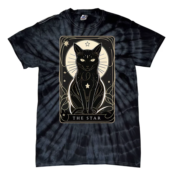 Star Cat Tarot Card Graphic For Tarot Cat Lovers Tie-Dye T-Shirt