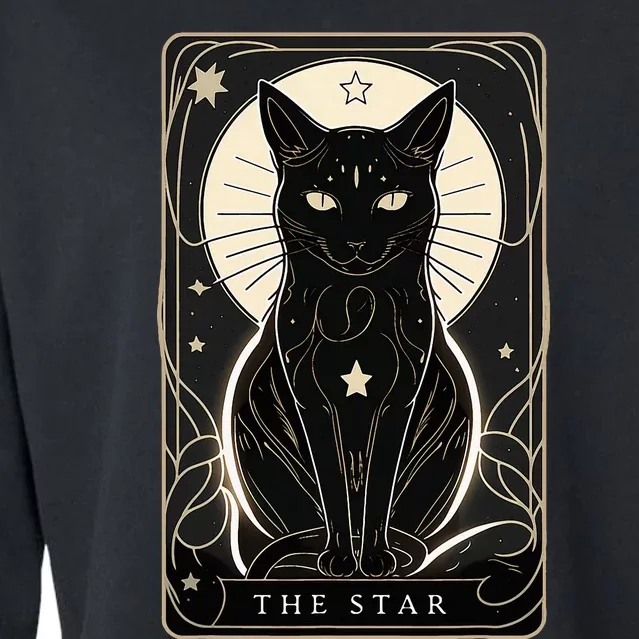 Star Cat Tarot Card Graphic For Tarot Cat Lovers Cropped Pullover Crew