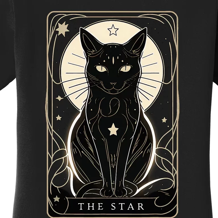 Star Cat Tarot Card Graphic For Tarot Cat Lovers Women's T-Shirt