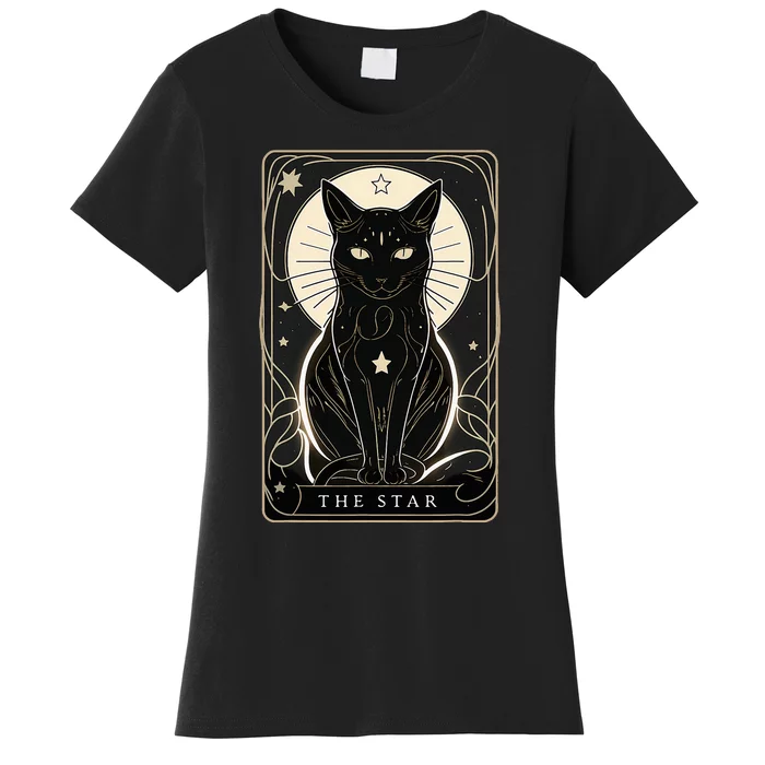 Star Cat Tarot Card Graphic For Tarot Cat Lovers Women's T-Shirt