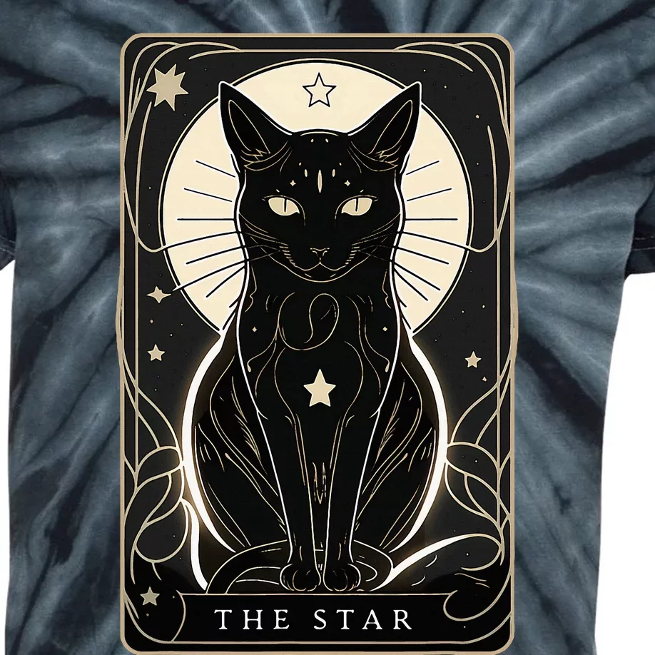 Star Cat Tarot Card Graphic For Tarot Cat Lovers Kids Tie-Dye T-Shirt