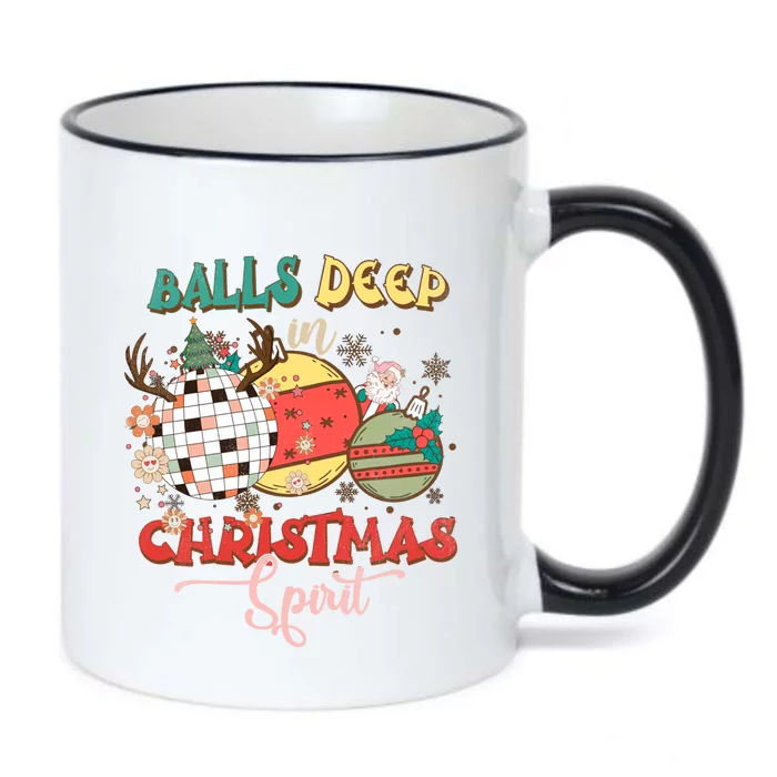 Sarcastic Christmas Tees Balls Deep Into Christmas Spirit Gift Black Color Changing Mug