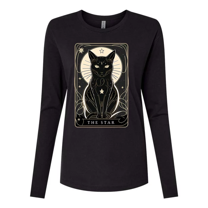 Star Cat Tarot Card For Tarot Cat Lovers Womens Cotton Relaxed Long Sleeve T-Shirt