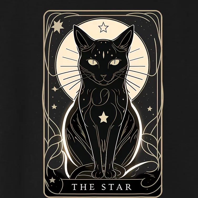 Star Cat Tarot Card For Tarot Cat Lovers Women's Crop Top Tee