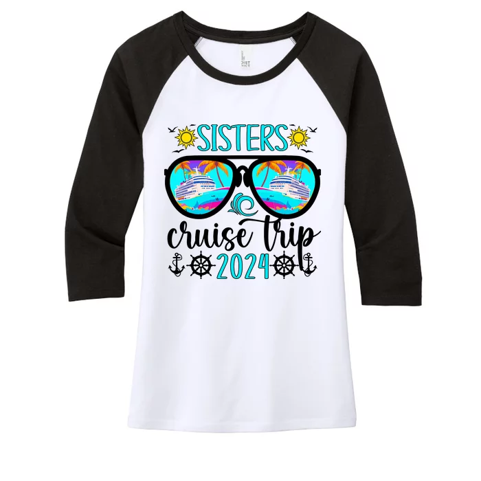 Sisters Cruise Trip 2024 Vacation Travel Sisters Cruising Women's Tri-Blend 3/4-Sleeve Raglan Shirt