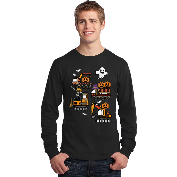 Spooky Construction Trucks Halloween Costume Long Sleeve Shirt