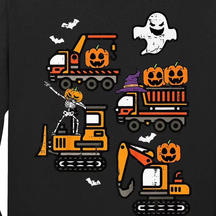 Spooky Construction Trucks Halloween Costume Long Sleeve Shirt