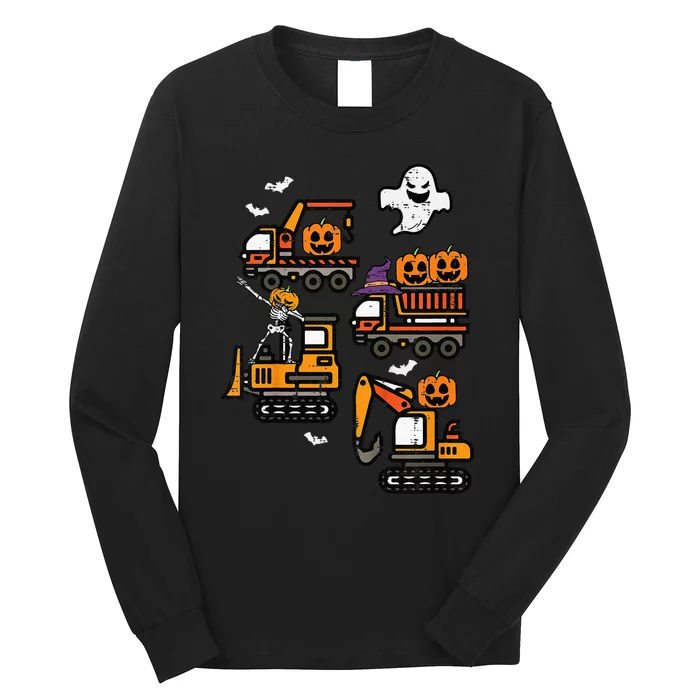 Spooky Construction Trucks Halloween Costume Long Sleeve Shirt