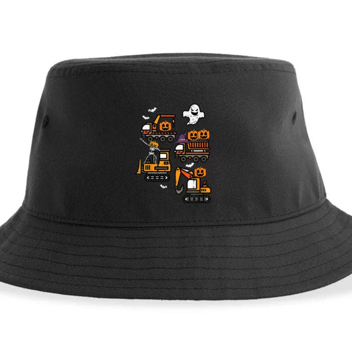 Spooky Construction Trucks Halloween Costume Sustainable Bucket Hat