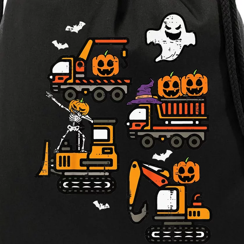 Spooky Construction Trucks Halloween Costume Drawstring Bag