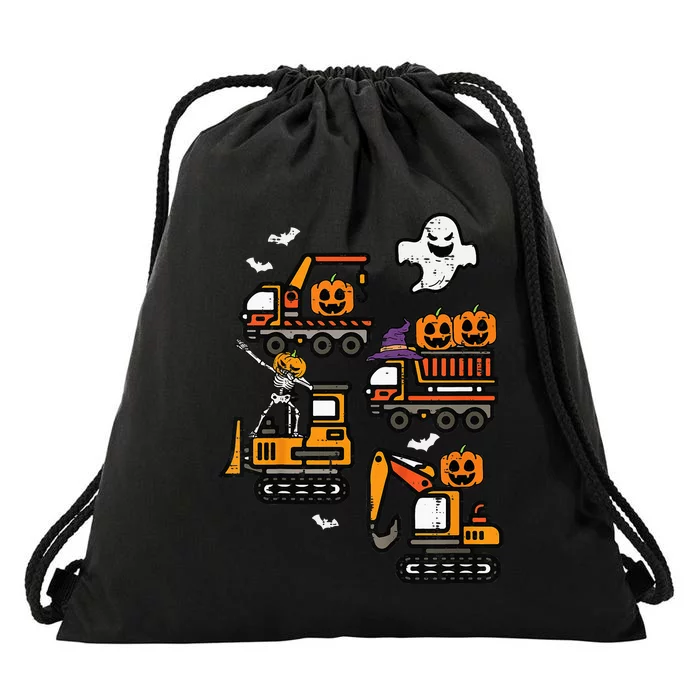 Spooky Construction Trucks Halloween Costume Drawstring Bag