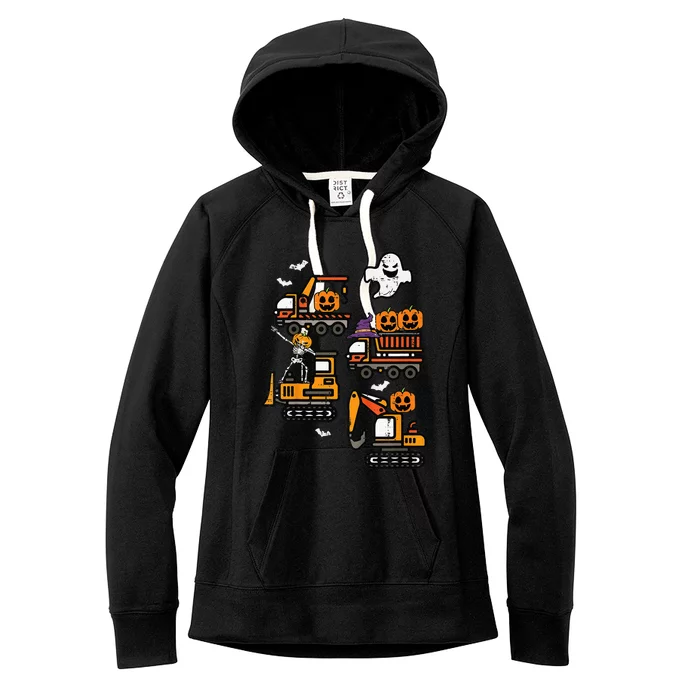 Spooky Construction Trucks Halloween Costume Women's Fleece Hoodie