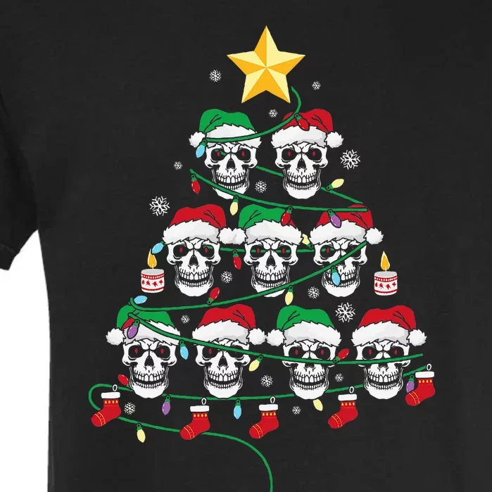 Skull Christmas Tree Pajama Cool Skeleton Santa Hat Garment-Dyed Heavyweight T-Shirt