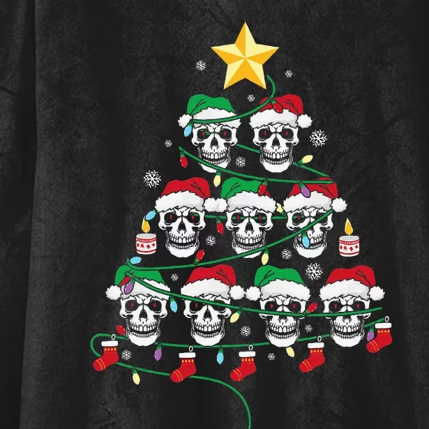 Skull Christmas Tree Pajama Cool Skeleton Santa Hat Hooded Wearable Blanket