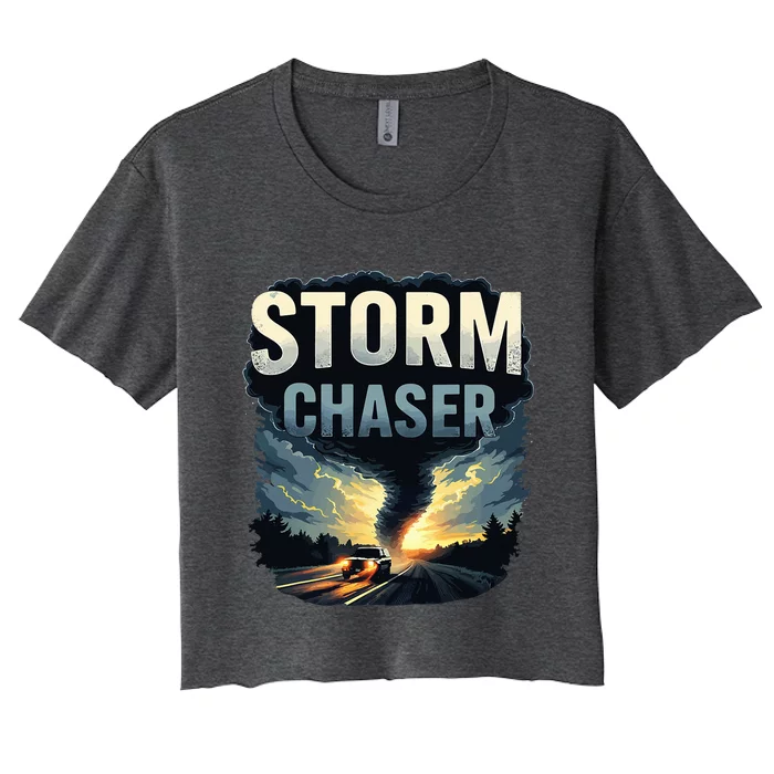 Storm Chaser Tornado Picture Weather Meteorologist Women's Crop Top Tee