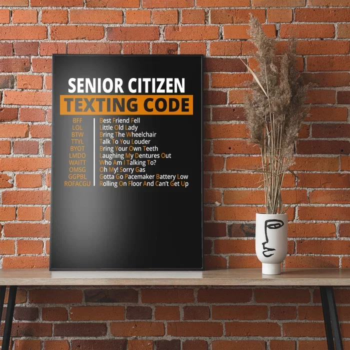 Senior Citizen Texting Code Funny Poster