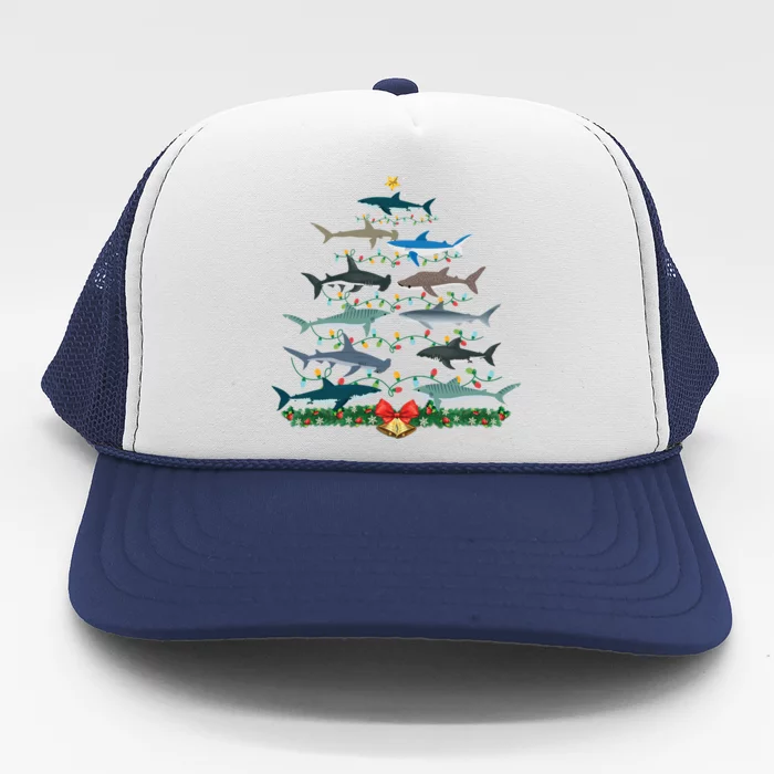 Shark Christmas Tree Ornat Funny Shark Lovers Xmas Meaningful Gift Trucker Hat