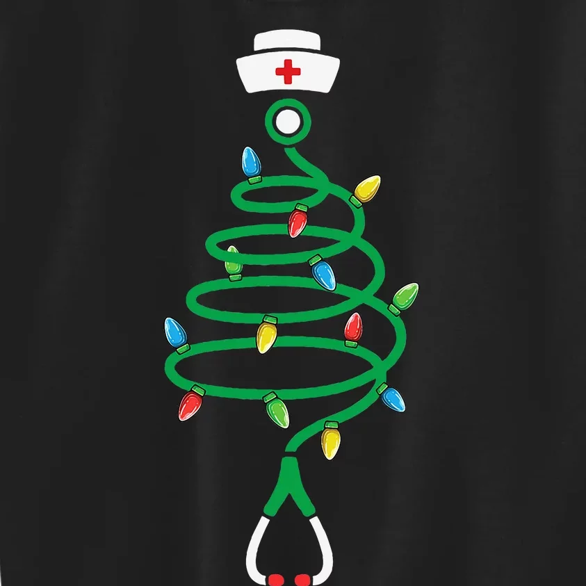 Stethoscope Christmas Tree Nurse Christmas Lights Xmas Kids Sweatshirt